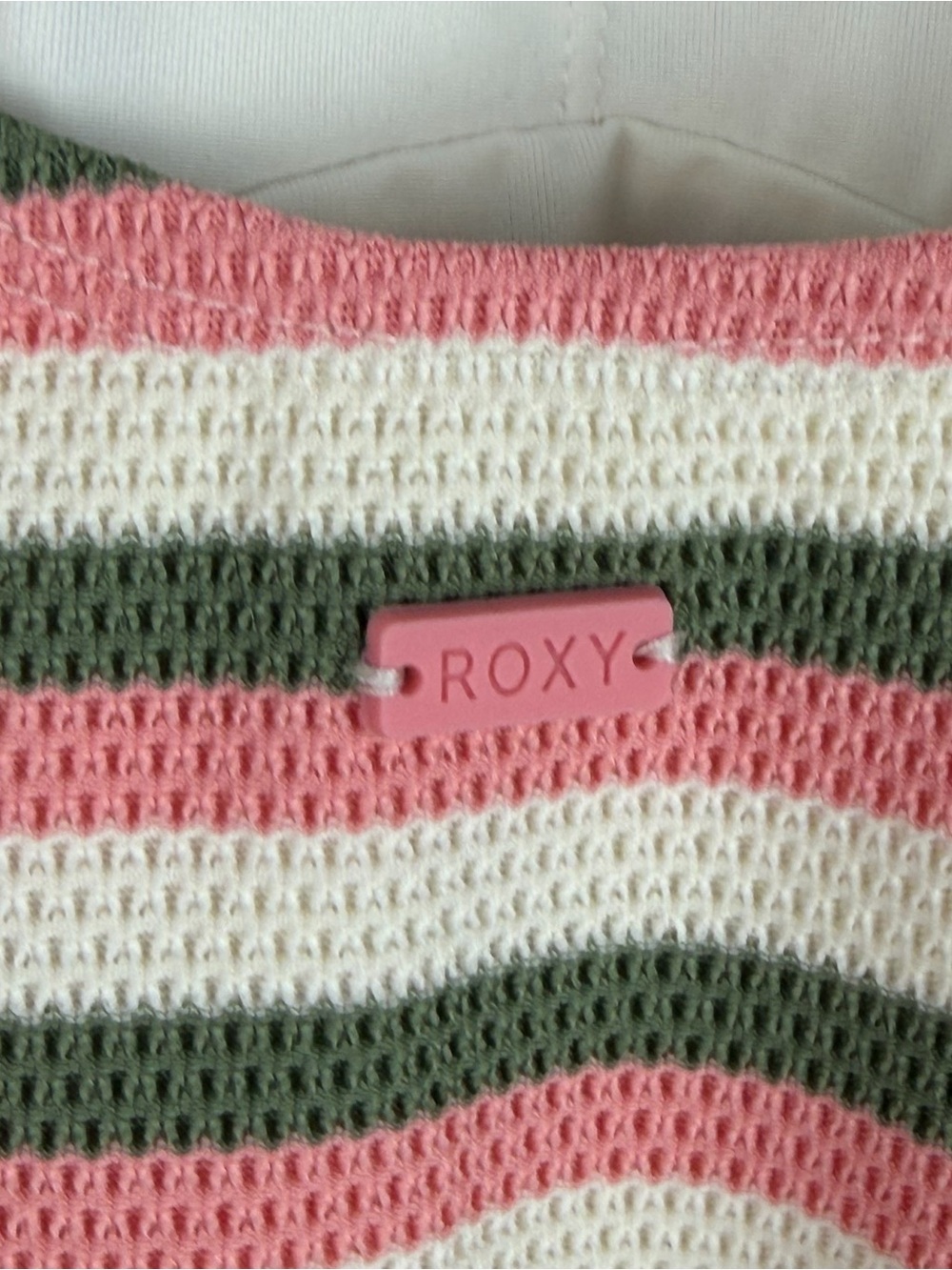 Roxy | Saidia Striped Pink & Olive One-Piece Swimsuit New - Picture 7 of 12